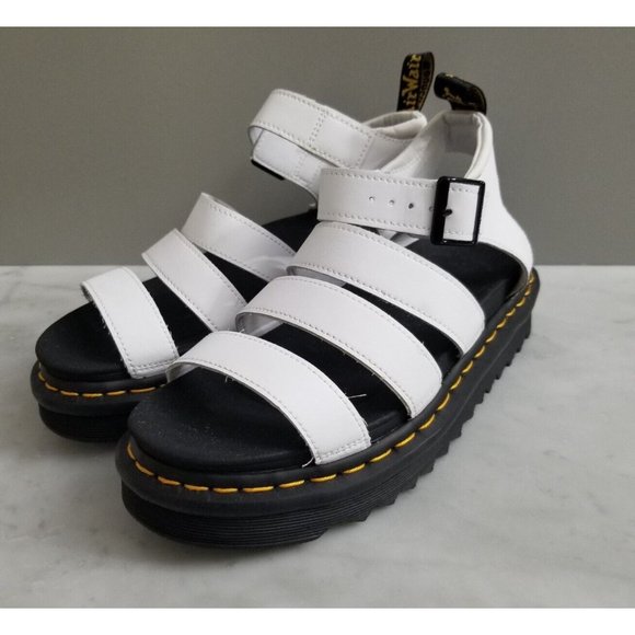 Doc Martens Blaire Flatform White Leather Sandals Womens Size 8 39 - Picture 2 of 6